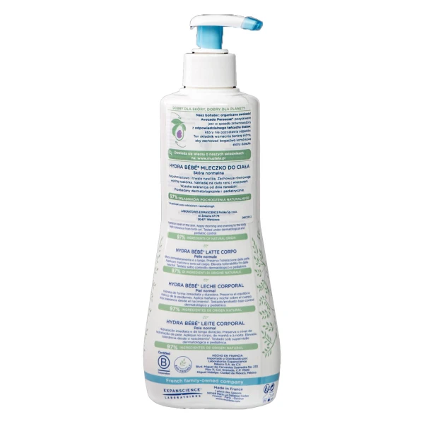 Mustela Bebe, Mleczko do ciała z avocado, od 1 dnia życia, 500 ml