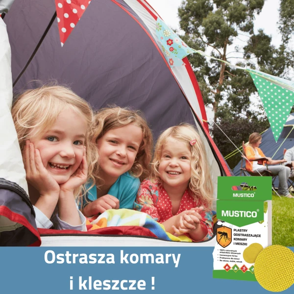 Mustico, plastry odstraszające komary i meszki, dla dzieci od 6 miesiąca, 12 sztuk