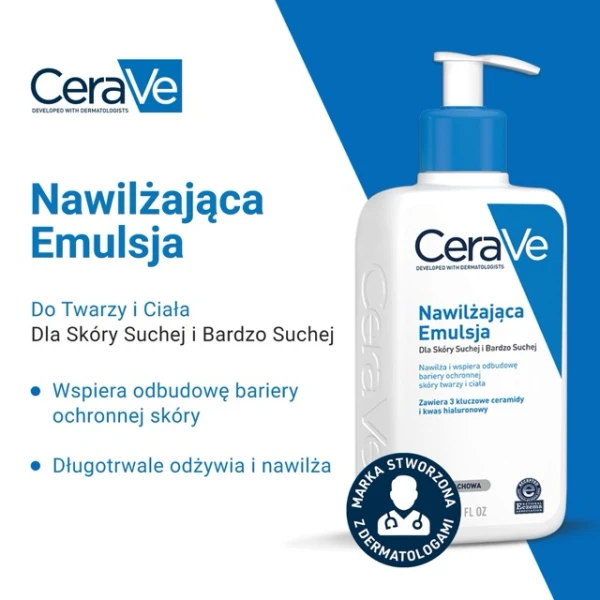 CeraVe, emulsja nawilżająca z ceramidami, skóra sucha i bardzo sucha, 236 ml