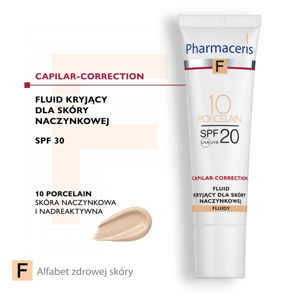 Pharmaceris F, fluid kryjący dla skóry naczynkowej SPF 20, nr 10, porcelain, 30 ml