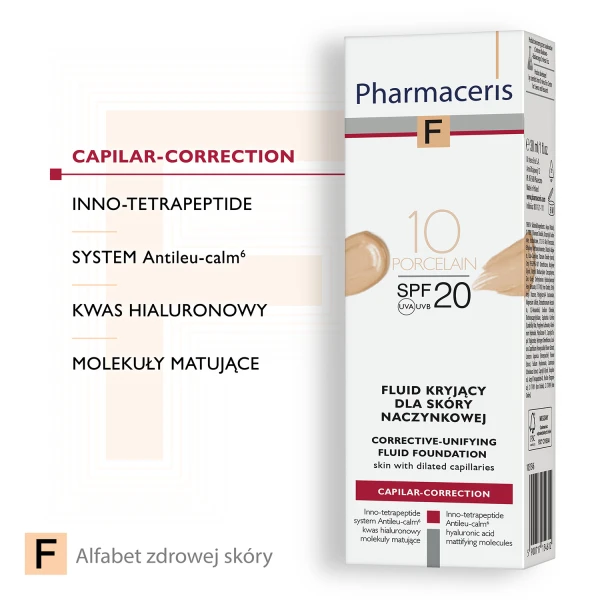 Pharmaceris F, fluid kryjący dla skóry naczynkowej SPF 20, nr 10, porcelain, 30 ml