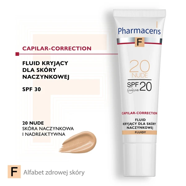 Pharmaceris F Capillar-Collection, fluid kryjący dla skóry naczynkowej, 20 Nude, SPF 20, 30 ml