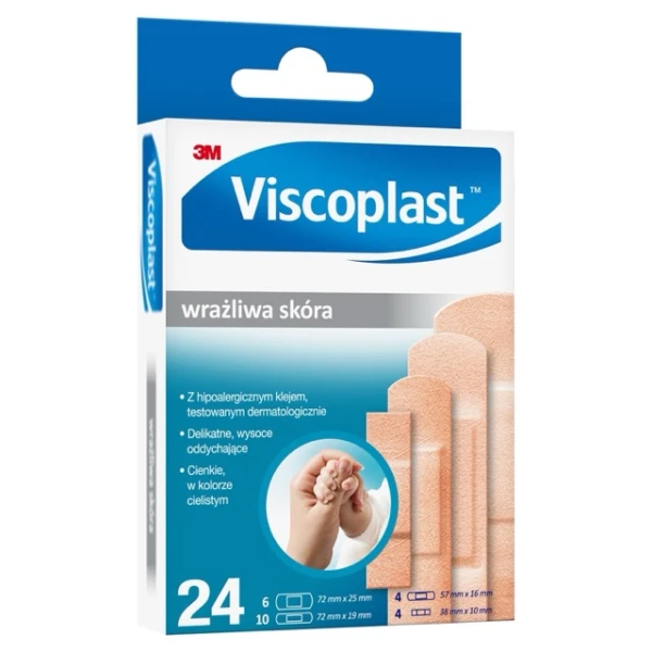 Plastry Viscoplast Wrażliwa skóra, 24 sztuki