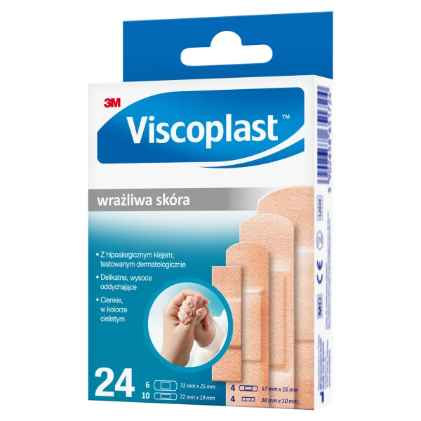 Plastry Viscoplast Wrażliwa skóra, 24 sztuki