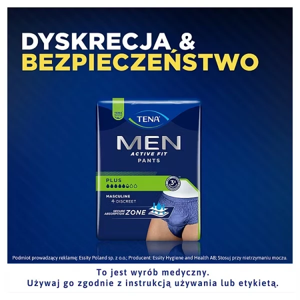 Tena Men Pants, majtki chłonne, rozmiar L/XL, 95-125 cm, Plus, 30 sztuk