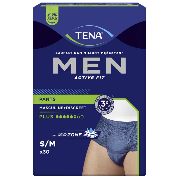 Tena Men Pants, majtki chłonne, rozmiar S/M, 75-105 cm, Plus, 30 sztuk