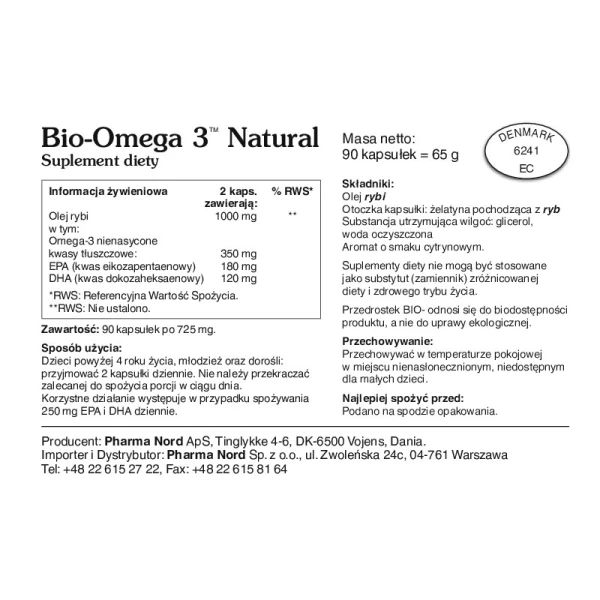 Bio-Omega 3 Natural, 90 kapsułek