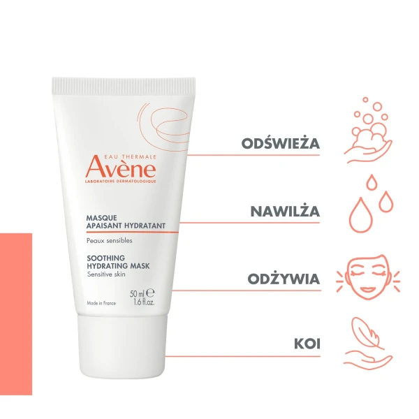 Avene, maseczka kojąco-nawilżająca, 50 ml