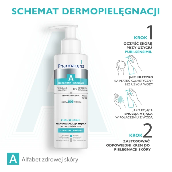  Pharmaceris A Kremowa emulsja myjąca do twarzy i okolic oczu, 190 ml