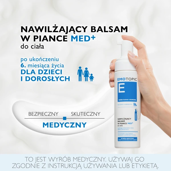 Emotopic, nawilżający balsam w piance med+ do ciała, 200 ml
