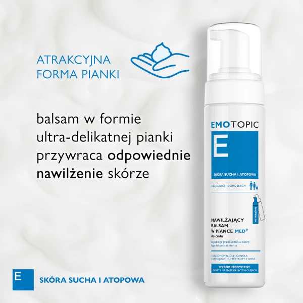 Emotopic, nawilżający balsam w piance med+ do ciała, 200 ml