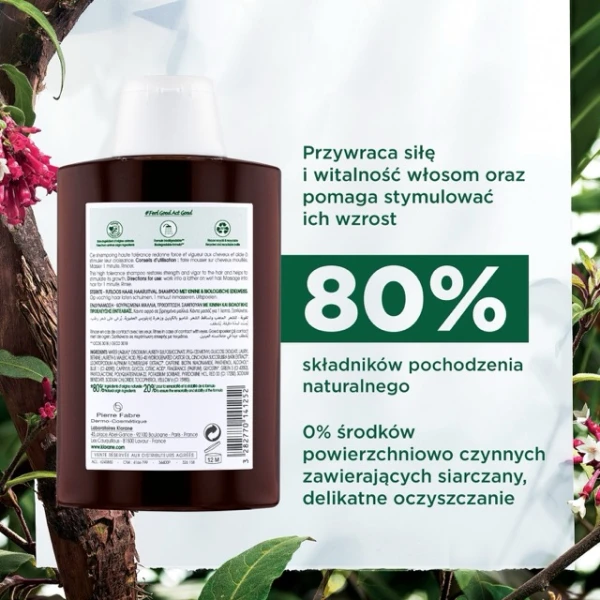 Klorane, szampon z chininą i organiczną szarotką do włosów wypadających i pozbawionych witalności, 200 ml