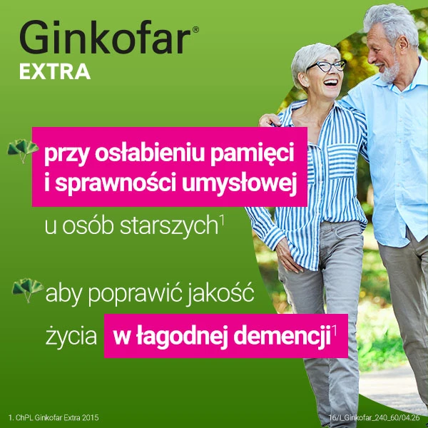 Ginkofar Extra 240 mg, wspiera pamięć, 60 tabletek powlekanych