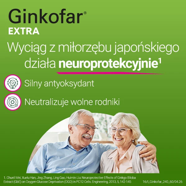 Ginkofar Extra 240 mg, wspiera pamięć, 60 tabletek powlekanych