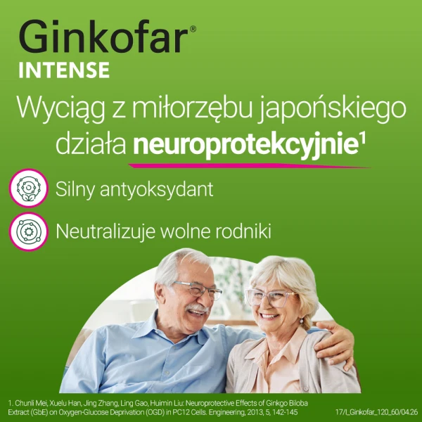 Ginkofar Intense 120 mg, wspiera pamięć, 60 tabletek powlekanych