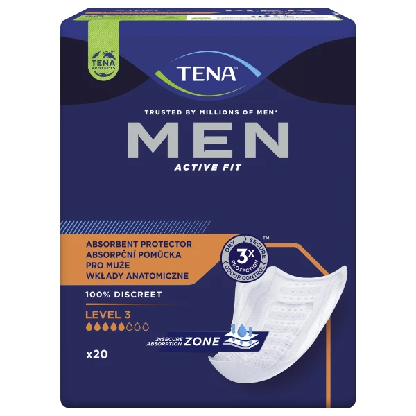 Tena Men Active Fit, wkładki anatomiczne dla mężczyzn, Level 3, 20 sztuk