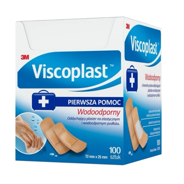 Viscoplast Wodoodporny, plastry z mikroperforacją, 72 mm x 25 mm, 100 sztuk