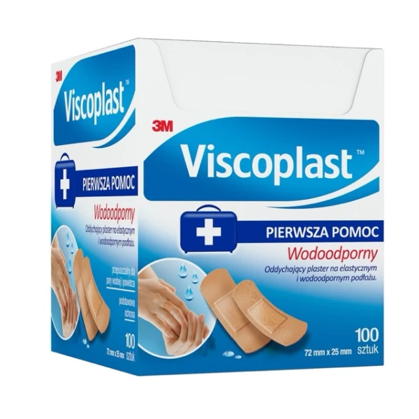 Viscoplast Wodoodporny, plastry z mikroperforacją, 72 mm x 25 mm, 100 sztuk