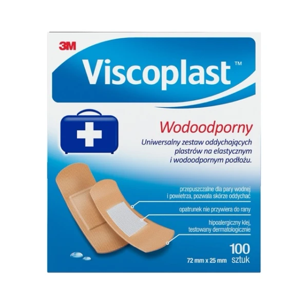 Viscoplast Wodoodporny, plastry z mikroperforacją, 72 mm x 25 mm, 100 sztuk