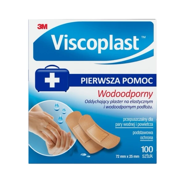 Viscoplast Wodoodporny, plastry z mikroperforacją, 72 mm x 25 mm, 100 sztuk