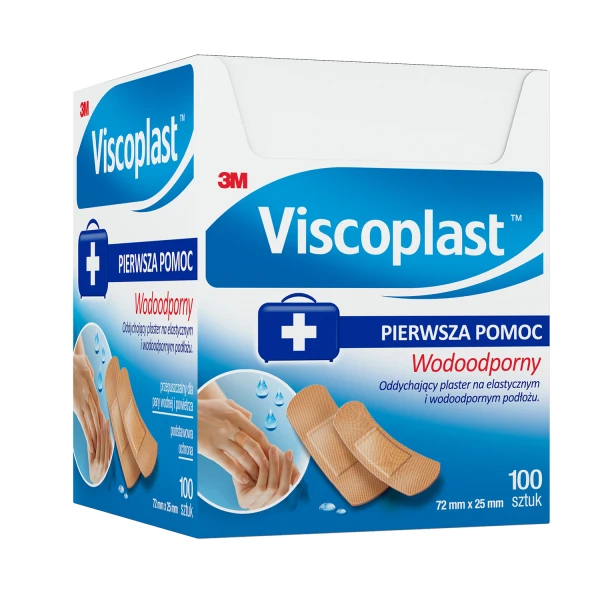 Viscoplast Wodoodporny, plastry z mikroperforacją, 72 mm x 25 mm, 100 sztuk