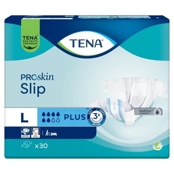Tena Slip ProSkin, pieluchomajtki, rozmiar L, 92-144 cm, Plus, 30 sztuk