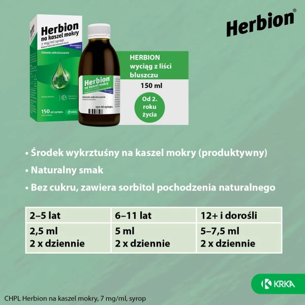 Herbion na kaszel mokry 7 mg/ ml, syrop, 150 ml
