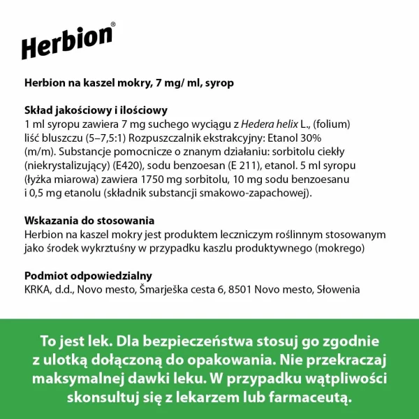 Herbion na kaszel mokry 7 mg/ ml, syrop, 150 ml