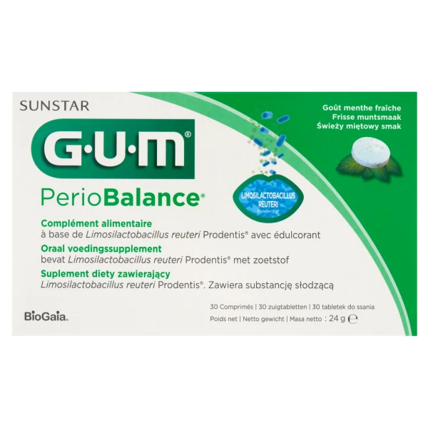 Sunstar Gum PerioBalance, smak miętowy, 30 tabletek do ssania