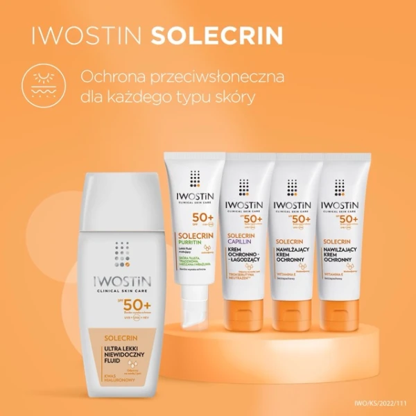 Iwostin Solecrin, ultra lekki niewidoczny fluid, SPF 50+, skóra wrażliwa, 40 ml