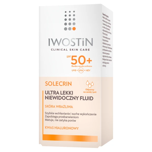 Iwostin Solecrin, ultra lekki niewidoczny fluid, SPF 50+, skóra wrażliwa, 40 ml