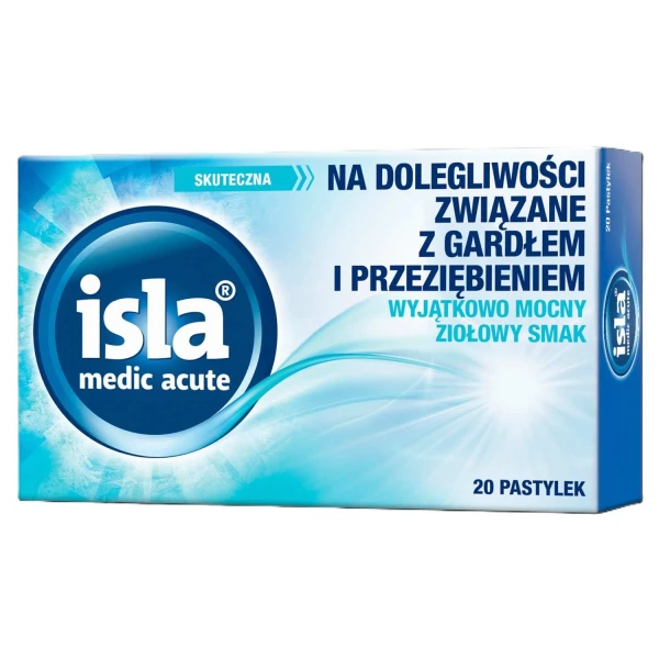 Isla Medic Acute, smak ziołowy, 20 pastylek do ssania