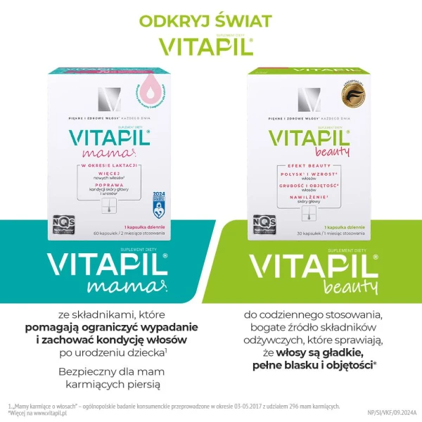 VITAPIL® klasyczna formuła – opakowanie na 2 miesiące przy wzmożonym wypadaniu włosów, 60 kapsułek