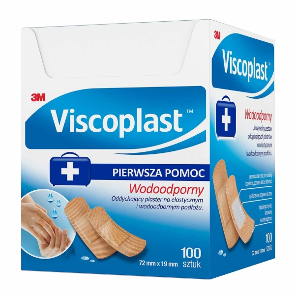 Viscoplast Wodoodporny, plastry z mikroperforacją, 72 mm x 19 mm, 100 sztuk