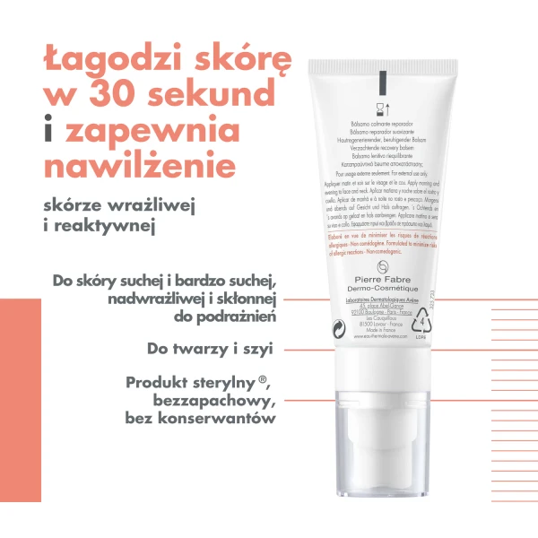 Avene Tolerance Control, balsam łagodząco-regenerujący do twarzy, skóra sucha i nadwrażliwa, 40 ml