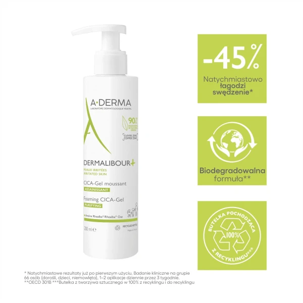 A-Derma Dermalibour+ Cica, żel do mycia skóry podrażnionej, 200 ml