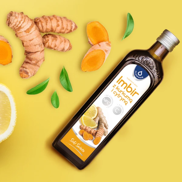 Oleofarm Soki Świata Imbir z kurkumą i cytryną z witaminą C, 490 ml