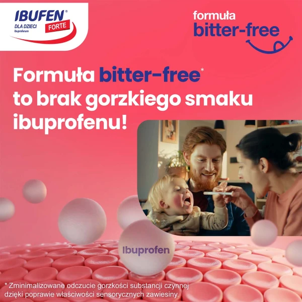 Ibufen dla dzieci Forte o smaku truskawkowym 200 mg/ 5 ml, zawiesina dosutna od 3 miesiąca, 40 ml