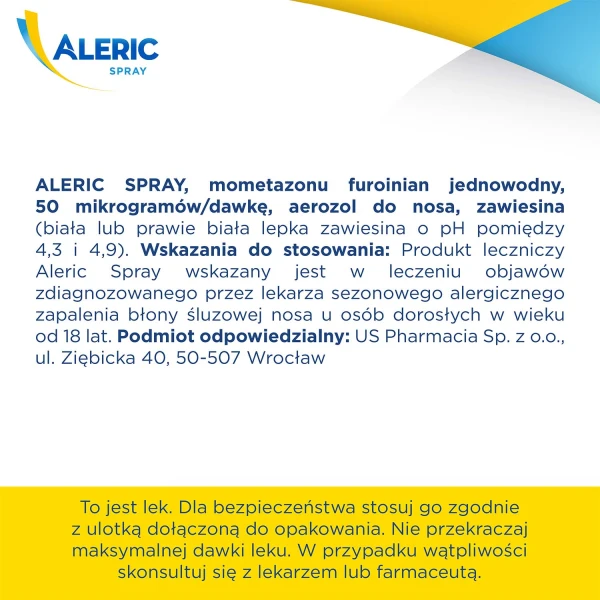 Aleric Spray 50 µg/dawkę, aerozol do nosa, zawiesina, 60 dawek
