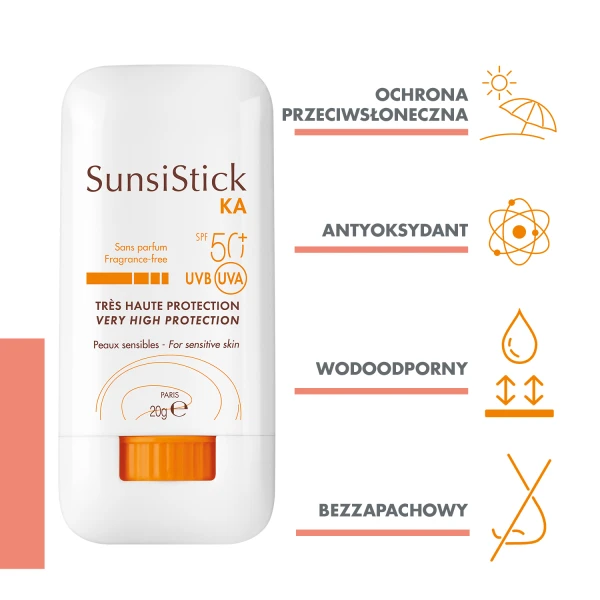 Avene SunStick KA, ochronny sztyft do twarzy i ciała, SPF 50+, 20 g