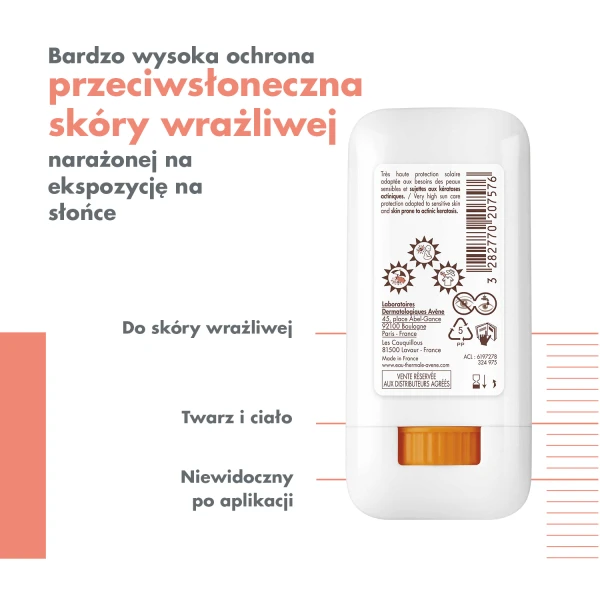 Avene SunStick KA, ochronny sztyft do twarzy i ciała, SPF 50+, 20 g