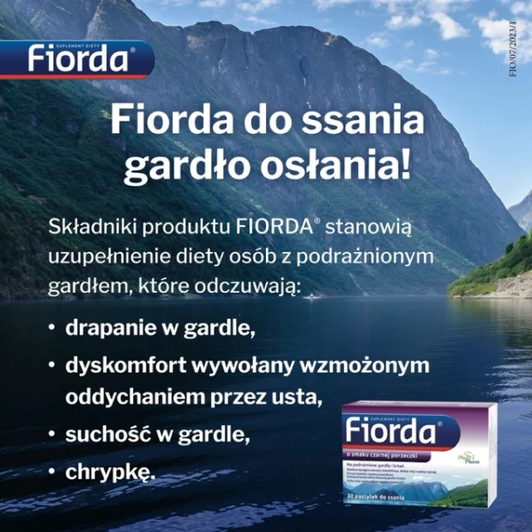 Fiorda, smak czarnej porzeczki, 30 pastylek do ssania