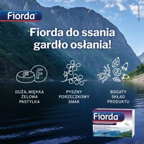 Fiorda, smak czarnej porzeczki, 30 pastylek do ssania