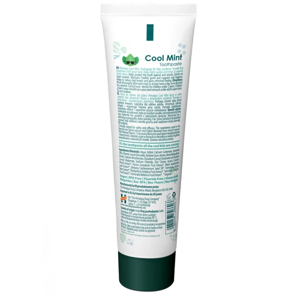 Himalaya Botanique Kids, botaniczna pasta do zębów dla dzieci, bez fluoru, Cool Mint, 80 g