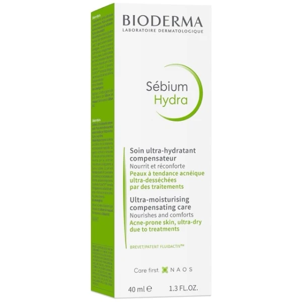 Bioderma Sebium Hydra, krem nawilżający do skóry tłustej i ze skłonnością do trądziku, 40 ml