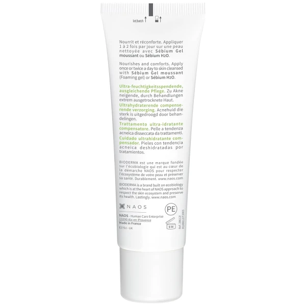 Bioderma Sebium Hydra, krem nawilżający do skóry tłustej i ze skłonnością do trądziku, 40 ml