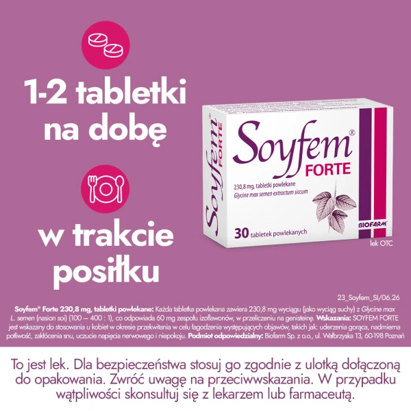Soyfem Forte 230,8 mg,  na objawy menopauzy, 30 tabletek powlekanych
