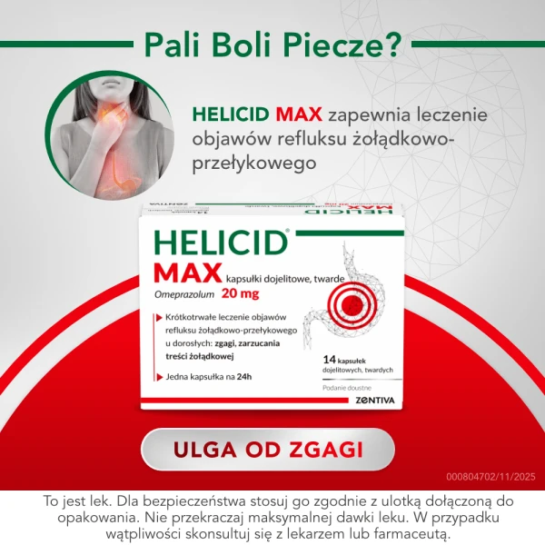 Helicid MAX (Piastprazol), 20 mg, 14 kapsułek dojelitowych twardych