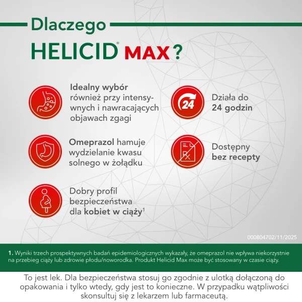 Helicid MAX (Piastprazol), 20 mg, 14 kapsułek dojelitowych twardych