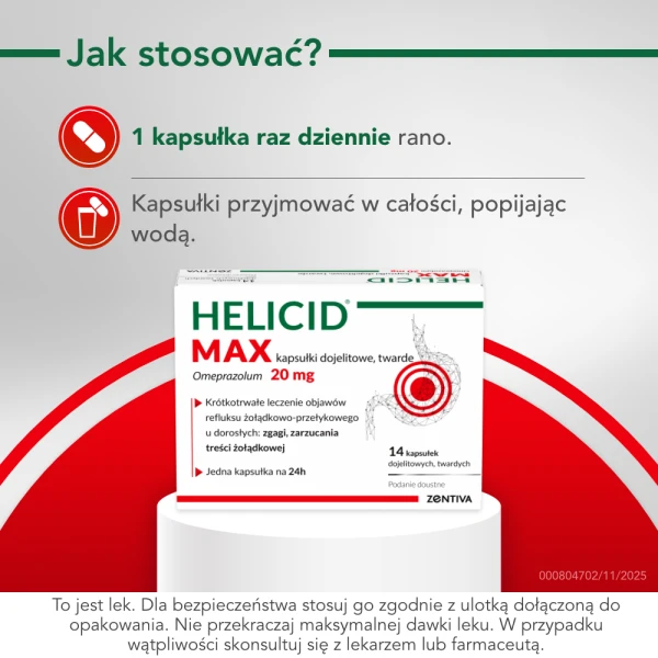 Helicid MAX (Piastprazol), 20 mg, 14 kapsułek dojelitowych twardych